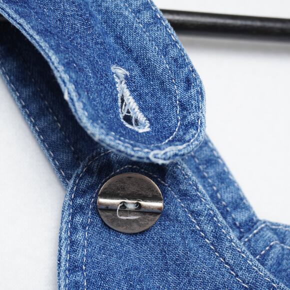 Studio Ease Blue Denim Overall/Jumper Midi Dress Sz 10 USA Made 100% Cotton - Picture 6 of 11